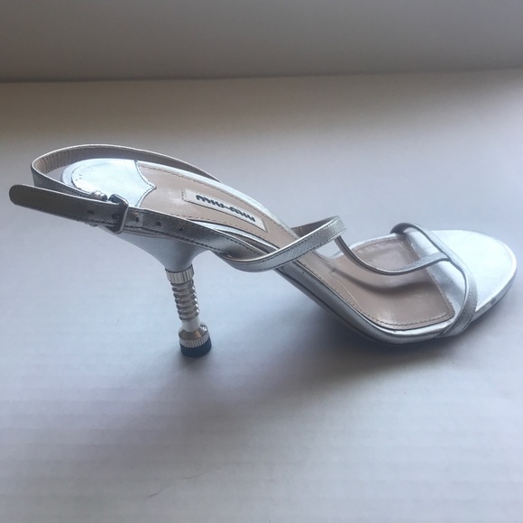 Miu Miu Bolt Heel T-Strap Sandal - Picture 8 of 13